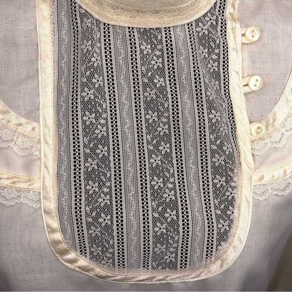 Vintage 1970s Jessica’s Gunnies Ivory Cream Blouse Long Sleeve Victorian XS - Picture 10 of 16